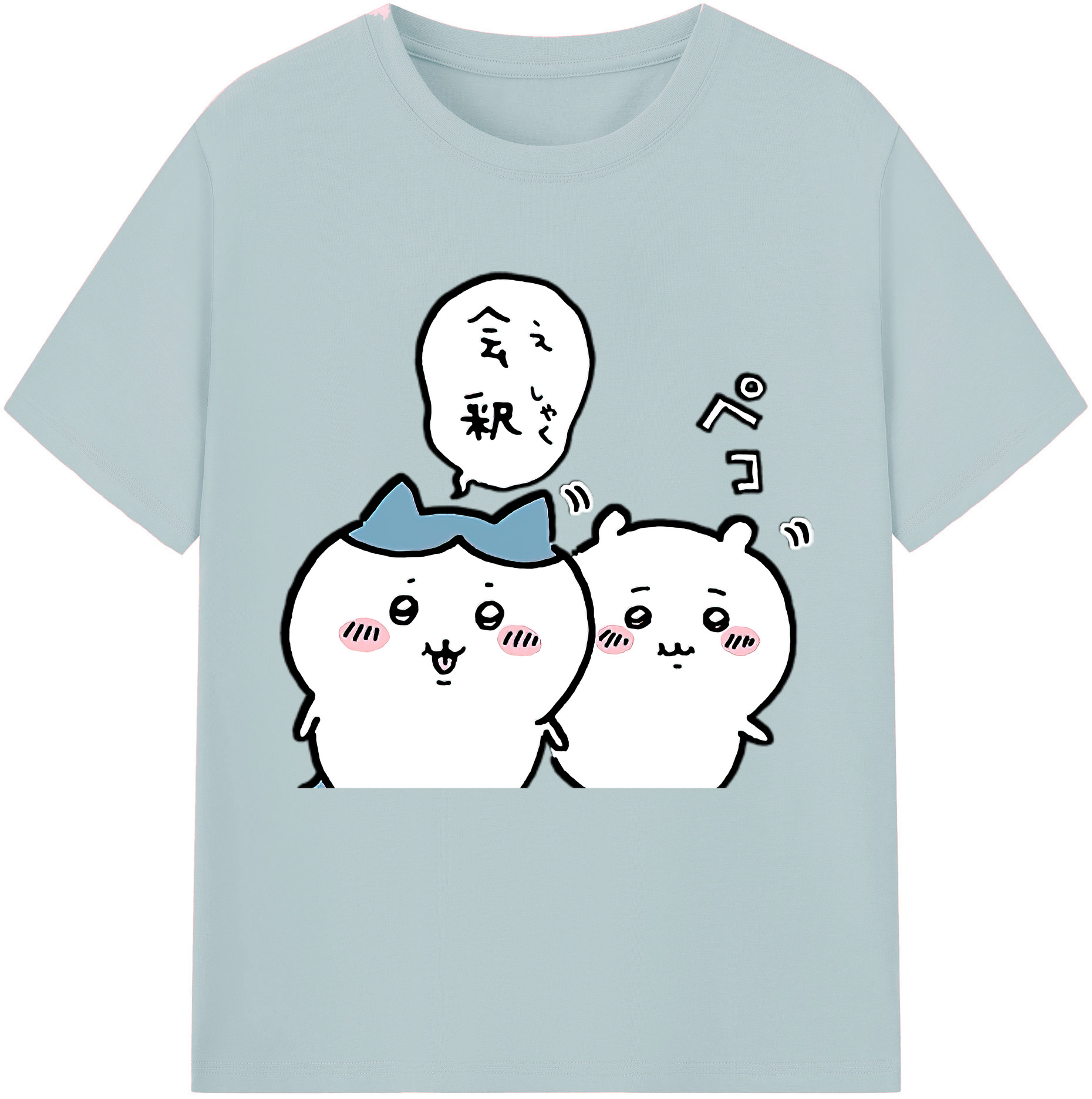 （画像用） ちいかわ ハチワレ Chii-kawa hachiware 綿100％半袖Tシャツ（フロントプリント）